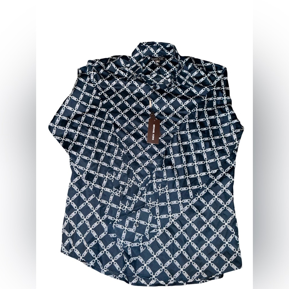 Michael Kors Men's Blue Patterned Shirt NWT